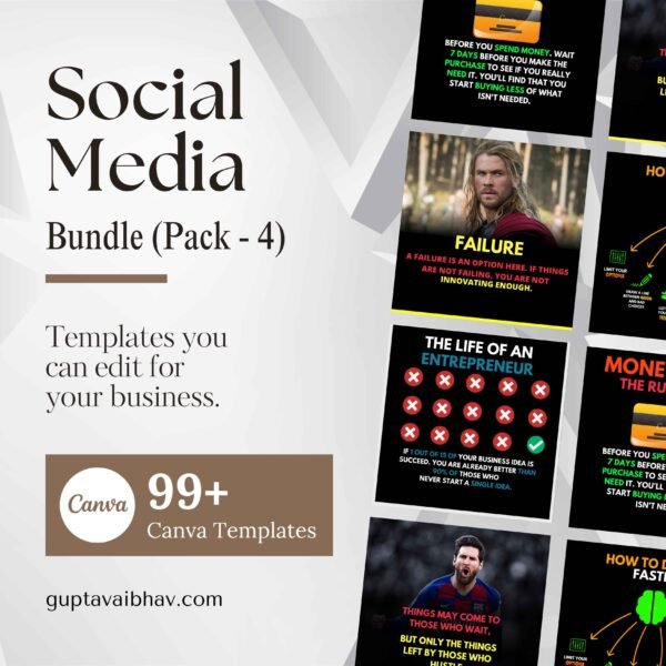 Social Media Template Bundle - 4 (100 Canva Post)