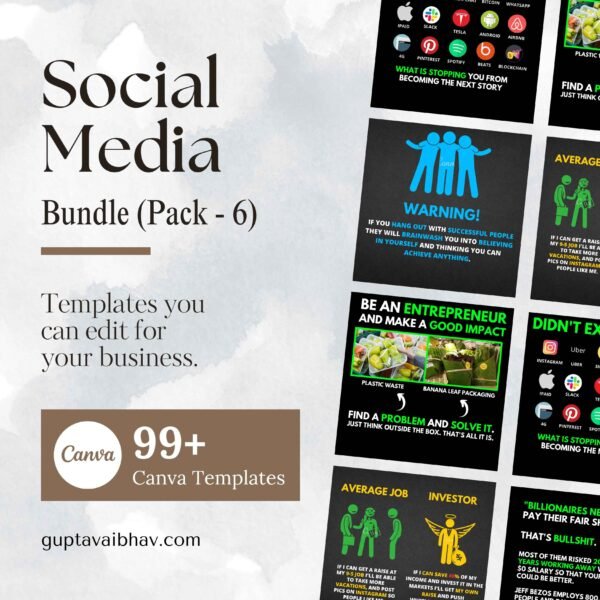 Social Media Template Bundle - 6 (100 Canva Post)