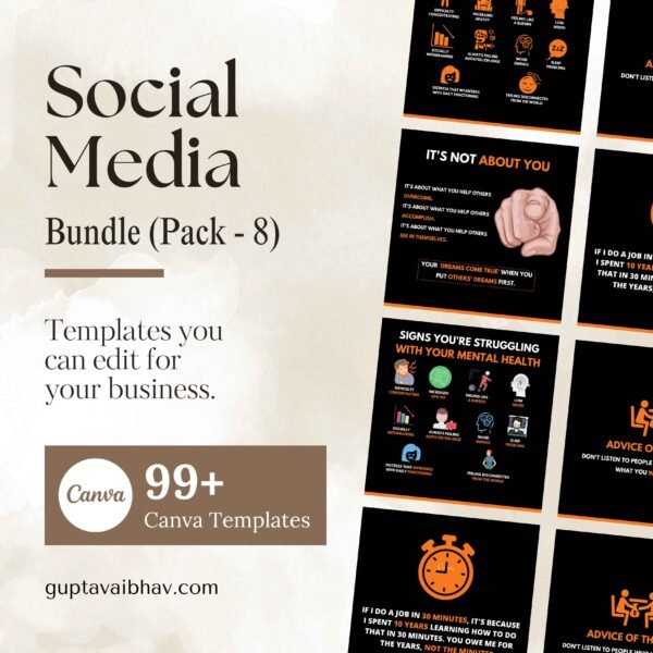 Social Media Template Bundle - 8 (100 Canva Post)